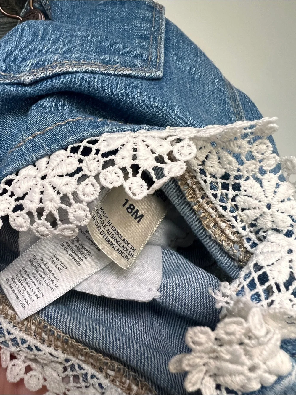 OshKosh B’gosh Denim Shortalls with Lace Trim | 18M